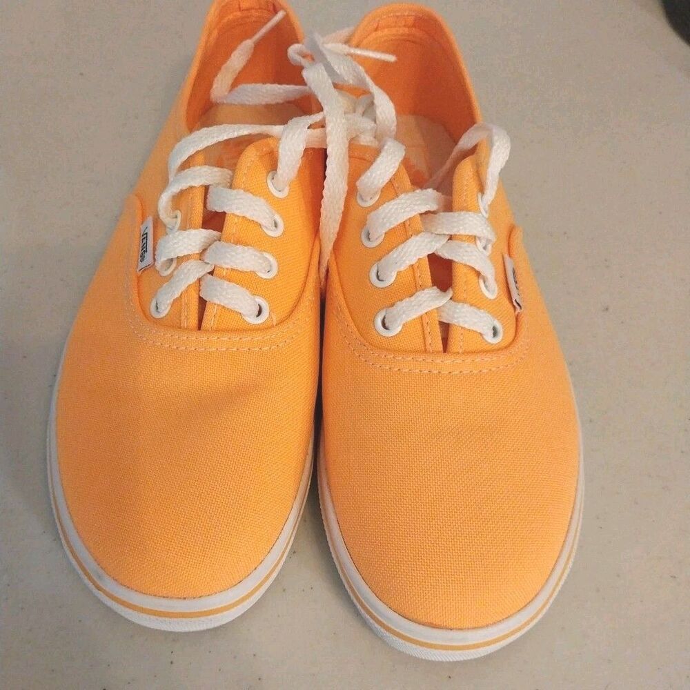 Vans Orange Canvas Lace Up Sneakers Shoes Youth 4.0 Womens 5.5 Casual Streetwear